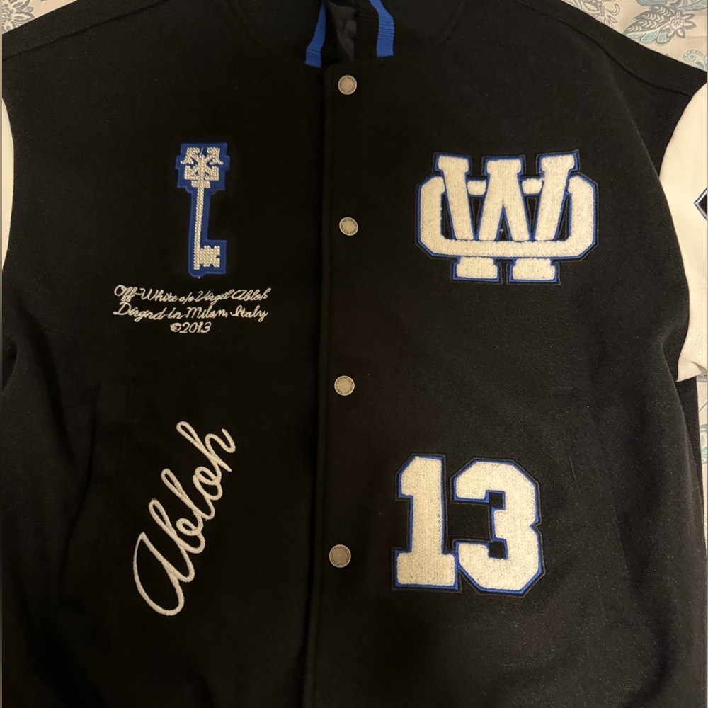 Off white letterman blue
